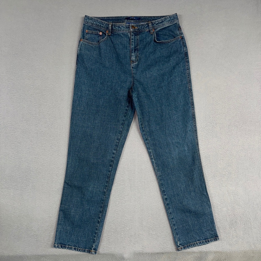Bill Blass Jeans Pants Womens 14 Blue Straight Leg Stretch Medium Wash Denim